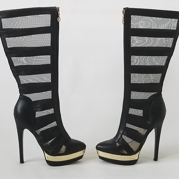 Lilliana Zaria Shoes - Liliana Zaria Mesh Zipper Gladiator Stiletto Boot